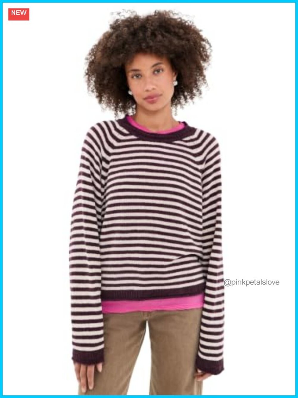 Women's Round Neck Long Sleeve Striped Sweater Pullover